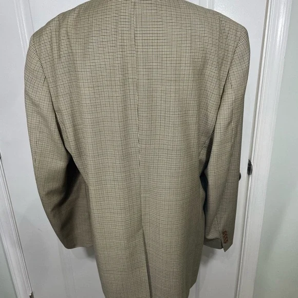 Brooks Brothers Loro Piano Wool Blazer Houndstooth Beige Sport Coat Size 41L